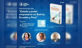 "Estado y propiedad en Bolivia, Ecuador y Perú" se presenta este viernes 8 de marzo