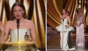 Emma Stone gana en los Oscar 2024 como mejor actriz, pero vestido se rompe y casi arruina su momento