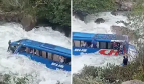 Chachapoyas: bus interprovincial con pasajeros cae al río Utcubamba y reportan policía desaparecido