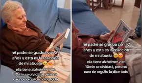 Adulta mayor con Alzheimer hace llorar a miles con su reacción al ver el rostro de su hijo en su graduación
