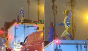 Captan a ‘Spider-Man’y ‘Wolverine’ bailando sobre camión en Perú y usuarios bromean: “Son las escenas postcréditos”