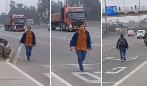Joven corrió por la Panamericana Norte para llegar a tiempo a su trabajo durante paro