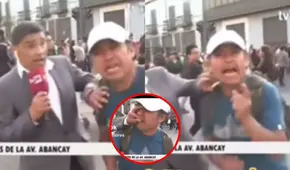 Periodista ATACA a manifestante EN VIVO durante paro de transportistas en el Cercado de Lima: ¿Por qué me golpeas?