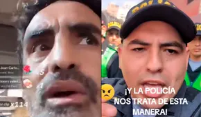 Fernando Llanos se enfrenta a policía que lo empujó por cubrir incendio en el Centro de Lima: “Me has metido una manazo”