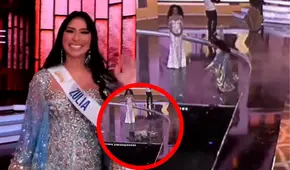 ¡Terminó en el piso! Miss Zulia, Maria Peinado, sufre bochornosa caída en la final del Miss Venezuela 2024