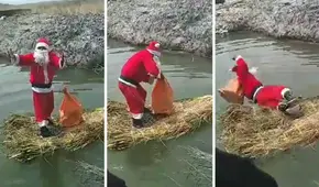 ‘Papá Noel’ cruzó el lago Titicaca, pero sucede lo peor: “Sintió el verdadero Polo Norte”