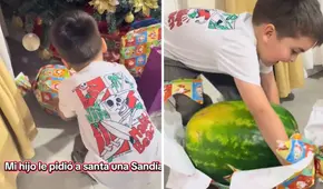 Niño recibió una sandía como regalo de Navidad y su reacción es viral: "Feliz con tan poco"