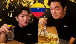 Coreano visita Perú y sorprende al ir a comer a un restaurante venezolano: "De verdad me gusta mucho"