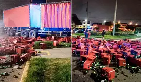 Camión lleno de cerveza se volcó en el Callao y bloqueó las avenidas Tomás Valle y Perú