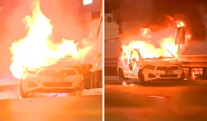 Alarma en San Borja: vehículo se incendia en plena avenida Javier Prado y conductor huye tras siniestro