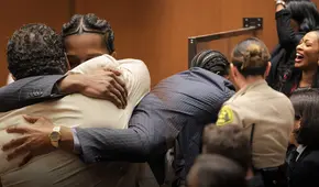 El instante en que A$AP Rocky corre a abrazar a Rihanna tras ser declarado inocente por disparar a excolaborador en Hollywood