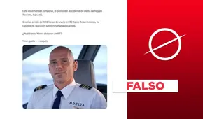 Imagen no corresponde al piloto del avión de Delta que volcó tras aterrizar en Toronto