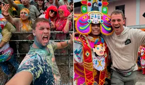 Youtuber español Mario Colomina terminó empapado y pintado en el Carnaval de Cajamarca 20205: “Ni el de Brasil te supera”