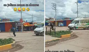 Conductor sorprende al jalar combi con una soga y usuarios bromean: "El Sansón peruano"
