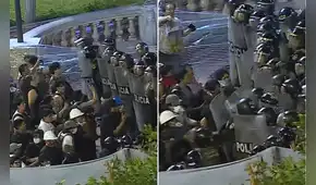Manifestantes y policías se enfrentan en intento de ingreso a Plaza San Martín en marcha contra la delincuencia