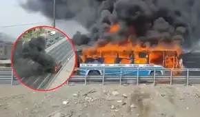 Bus de San Felipe Express se incendia en Vía de Evitamiento: cierran carril a la altura de El Agustino