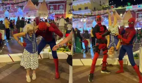 Adulta mayor se toma peculiar foto con superhéroes Spider-man y Deadpool y se vuelve viral: "La abuela Mery Wey"