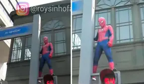Peruano disfrazado del Hombre Araña aparece en paro por inseguridad y en redes reaccionan: “Spiderman sin transporte a casa”