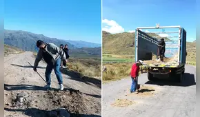 Docentes y pobladores de Caylloma-Arequipa arreglan carreteras ante abandono del Gobierno Regional
