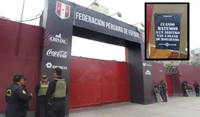 Desconocidos dejan mensajes amenazantes contra los árbitros de la Liga 1 en el frontis de la Videna