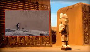 ¡Atentado contra el patrimonio! captan a joven realizando pintas obscenas en Chan Chan