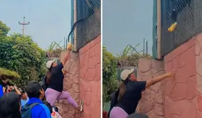 Peruana cruza seguridad para alimentar a monos en el Parque de las Leyendas y provoca indignación en redes: "Está prohibido"