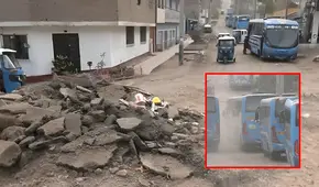 Pistas completamente destrozadas en VMT fueron tomadas por buses de la empresa Traslima como estacionamiento informal