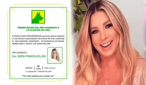 Sofía Franco se lanza como precandidata a la alcaldía de Lima con el partido de Carlos Morales, según Ric La Torre
