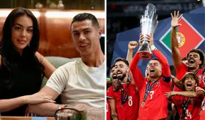Emotiva celebración de Cristiano Ronaldo y Georgina tras ganar la UEFA Nations League
