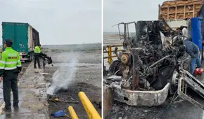 Dos choferes sobreviven de milagro luego de que dos tráileres se incendiaran en la Panamericana Norte