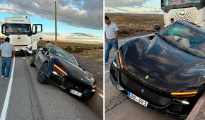 Exclusivo Ferrari de más de $1 millón sufre aparatoso accidente en Panamericana Sur durante travesía hacia Alaska