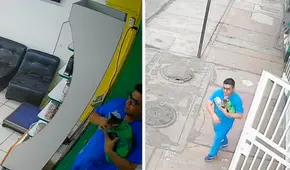 Veterinario en Comas sale corriendo de clínica tras sismo de 6,1 junto a gatito que estaba conectado a una botella de suero