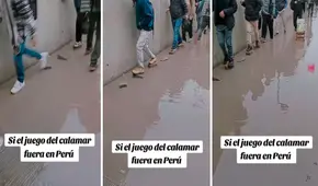 Lluvias inundan pistas y peatones tienen que caminar sobre ladrillos: "El juego del calamar versión Perú"