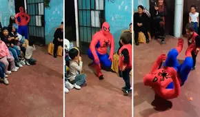 "Hombre araña" peruano desata risas en fiesta infantil al sufrir para hacer un simple volantín