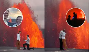 Hombre sorprende al pedirle matrimonio a su pareja frente a un volcán en erupción: “Casi nos derretimos por amor”