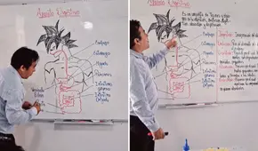 Profesor dibuja a personaje de Dragon Ball para enseñar el sistema digestivo y redes estallan: "Están viendo de dónde se genera el ki"