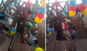 Piso se desploma durante cumpleaños infantil e invitados caen al agua en Iquitos