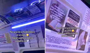 Peruana sube a una combi y se sorprende al encontrar los paneles decorados con versículos bíblicos: “No sé si pagar pasaje o dar diezmo”