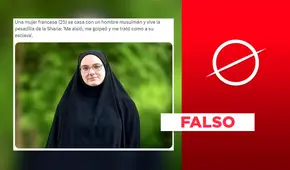 Es falsa esta imagen de una mujer francesa que se casó con un musulmán y es sometida a la ley islámica