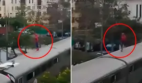 Captan a hombre disfrazado de Spider-Man corriendo sobre los trenes de López Aliaga: “Está buscando al Dr. Octopus”