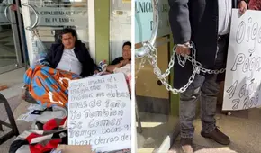 Empresario obtuvo licitación por casi S/800.000, cumplió contrato, pero municipalidad anuló pago: vive encadenado frente al consejo y exige justicia