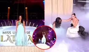 Candidata del Miss Universe Latina 2025 sufre aparatosa caída en pleno show tras arriesgada prueba de la competencia