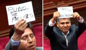 Congresistas Wilson Quispe y Jaime Quito protestan en plena votación para la Mesa Directiva: "Puno se respeta (...) abajo la dictadura"