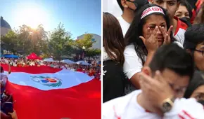 Peruanos alzan bandera peruana gigante y cantan a fuerte voz el himno nacional en EE.UU.