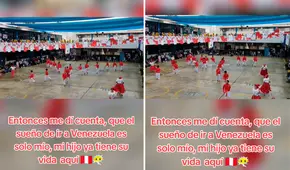 Madre venezolana se conmueve al ver a su hijo bailar festejo en presentación por Fiestas Patrias: "El sueño de volver a Venezuela es solo mío"