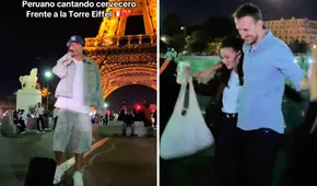 Peruano canta 'Cervecero' al pie de la Torre Eiffel y turistas se ponen a bailar: "¿Así sin su chelita?"