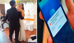 Alarma de Sismate comienza a sonar durante el primer vals de recién casados y en redes bromean: “Fue un baile con movimiento”