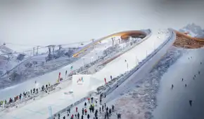 El surrealista megaproyecto de estación de esquí en medio del desierto: tendrá nieve y un rascacielos gigante