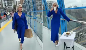 Peruana pone una mesa y toma café en el puente Miraflores-Barranco y usuarios reaccionan: “Qué elegancia”