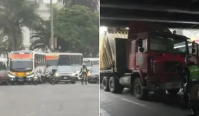 Caos en Vía Expresa del Paseo de la República: tráiler atrapado en puente 28 de julio genera gran congestión